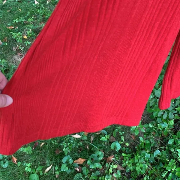 Red flowy knit wide leg pants M Size M - Image 3