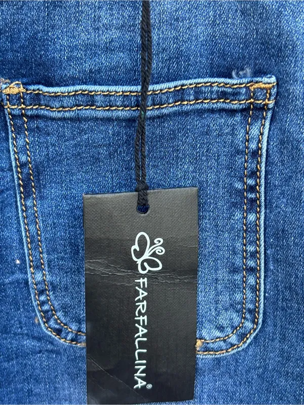 Dark Blue Denim Mini Skirt with Front Patch Pockets Size undefined - Image 5