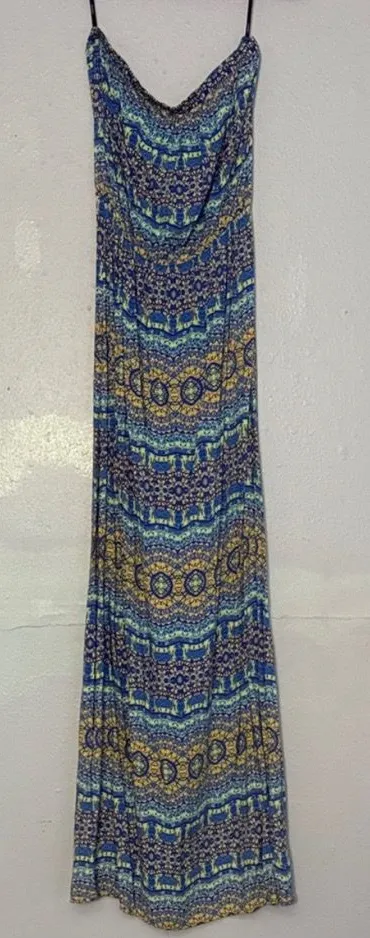 Multicolor Patterned Strapless Maxi Dress Multiple - Image 2