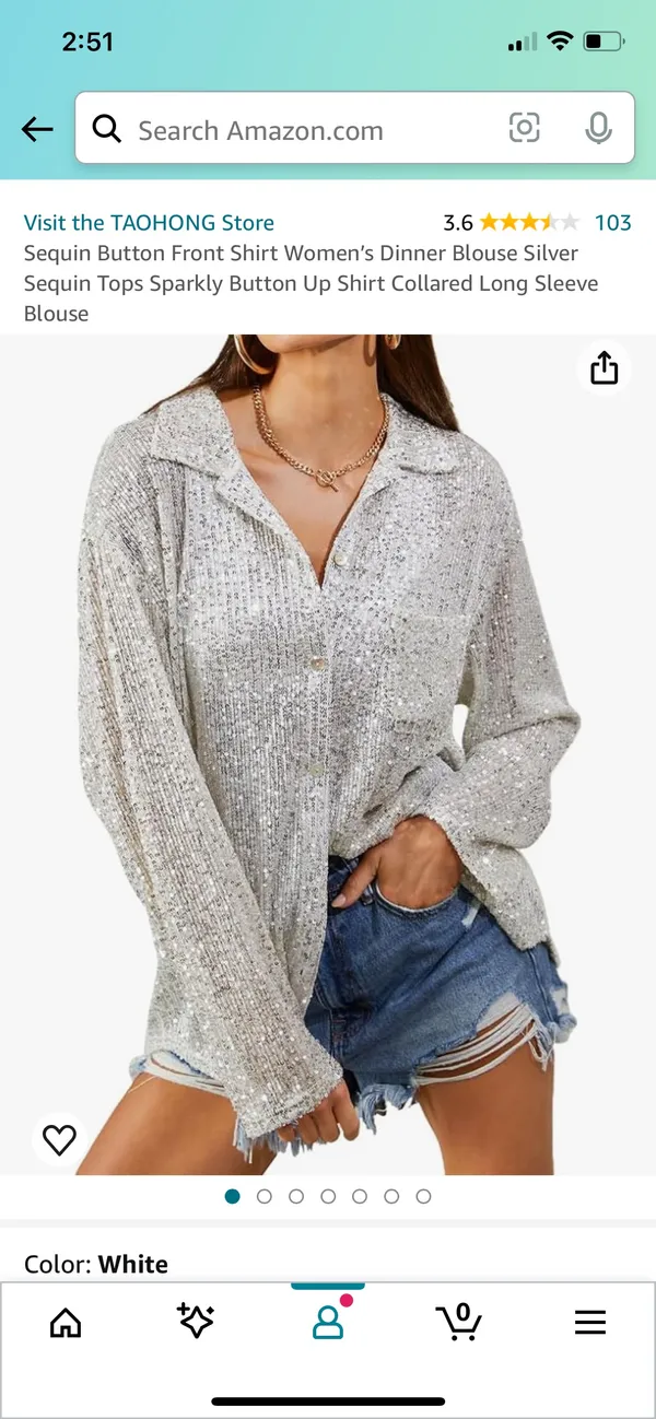 Amazon Sequin Button Down Blouse - Image 3