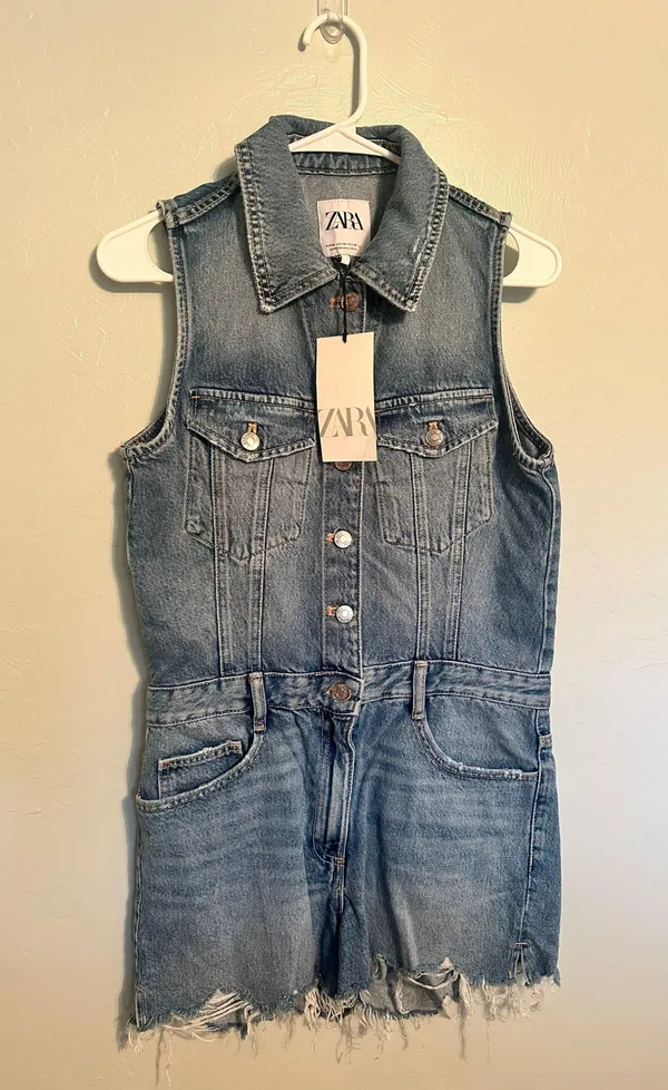 Zara Denim Romper - Image 11