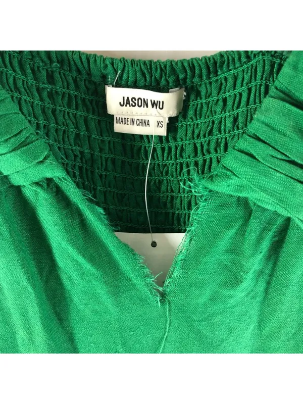 Jason Wu Maxi Dress FLAW-TEAR Linen Blend Tiered Ruffle Sleeveless Green XS - Image 2