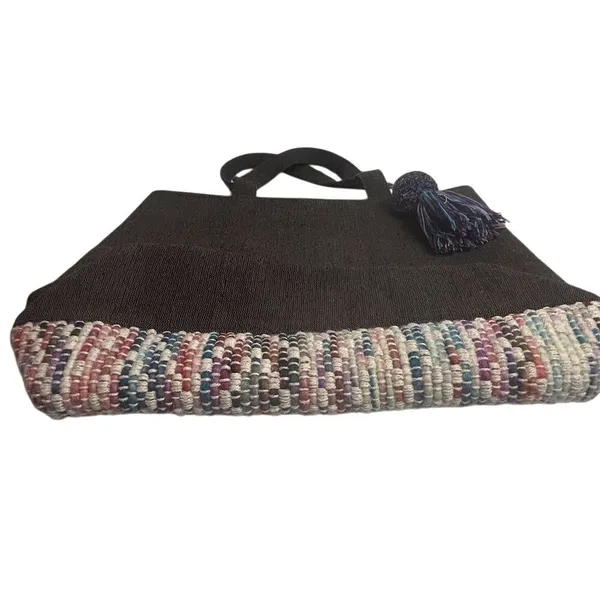 Ruggine Women's Multicolor Woven Fringe‎ Tote Bag Boho-Chic - Image 5