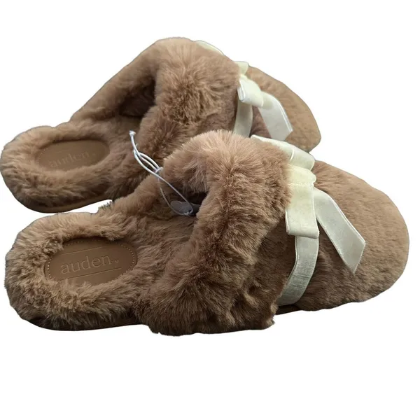 Auden Brown Slippers with Bow Fall Season Size 11 NWOT - Image 6
