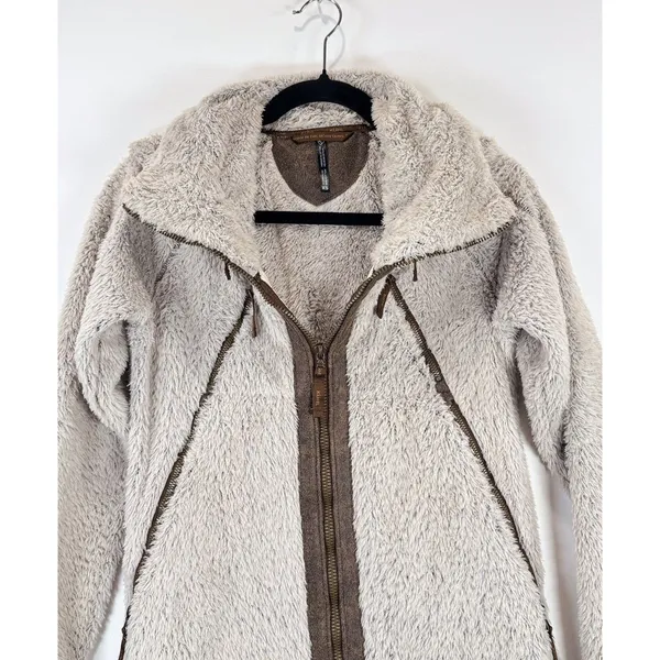 Kuhl Womens Flight Jacket Beige Avina Full Zip Sherpa Fleece Hooded Outdoor XS - Image 7