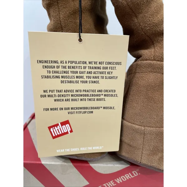 Fit flop crush boot brown sugar Suede women's 7M Wobble‎ Board NIB - Image 5