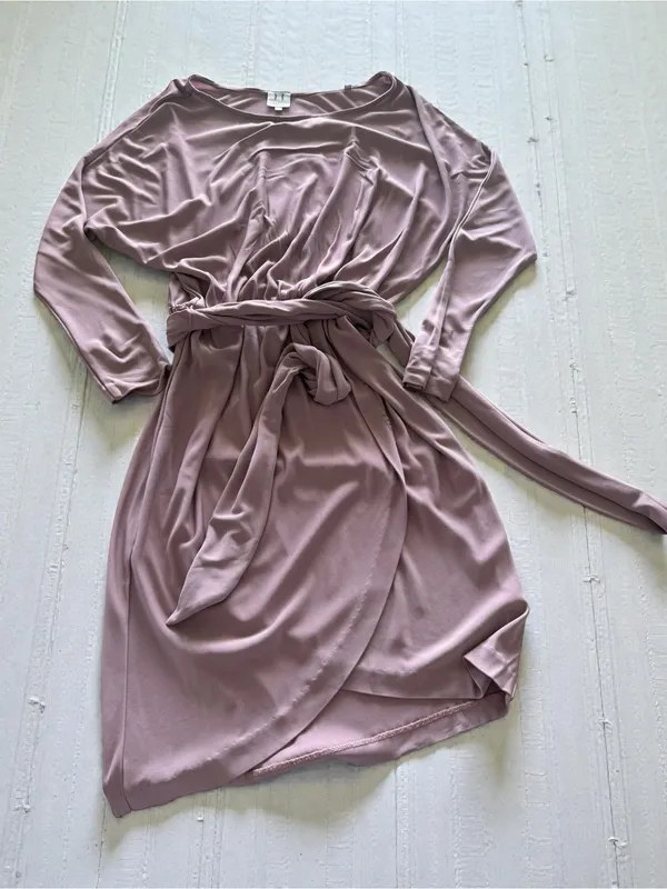 Halston Heritage Mauve Pink Long Sleeve Tie-Waist‎ Dress - Image 3