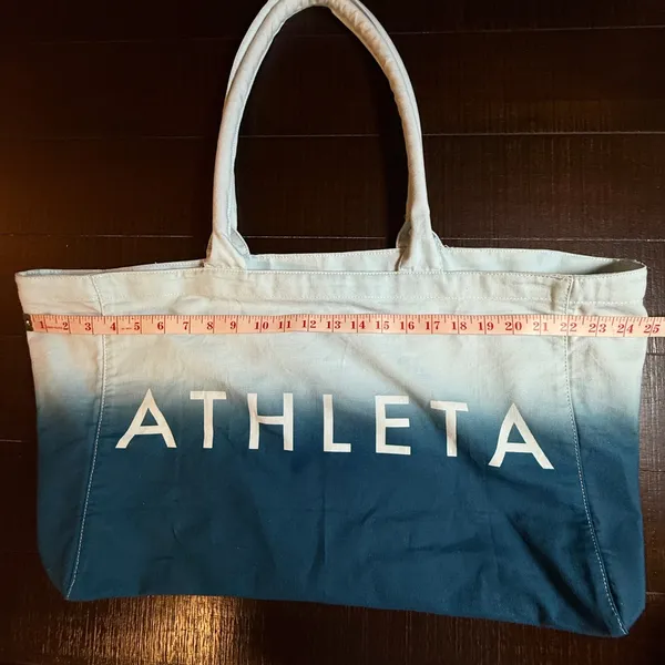 Athleta Blue White Ombre Canvas Tote Bag Large Cotton Shopper S/746931-00 - Image 2