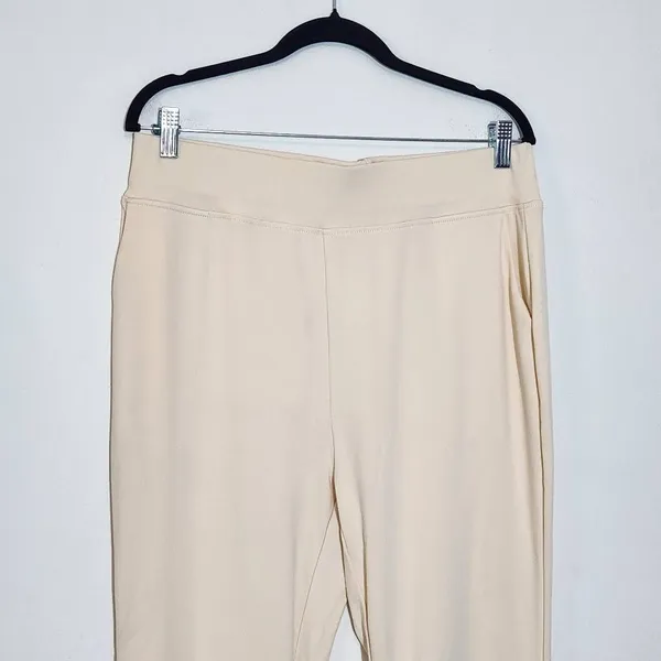 Cream Pull-on Stretchy Yoga Pants Size 2XL Cream Yoga Pants - Image 3