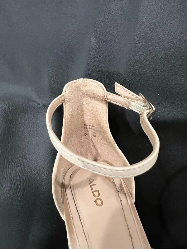 Aldo cream & tan heels with rhinestone strap #glamour #party - Image 8