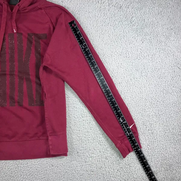 Nike Dri-FIT Hoodie‎ Women Medium Sparkle Logo Spell Out Swoosh Active Pullover - Image 5