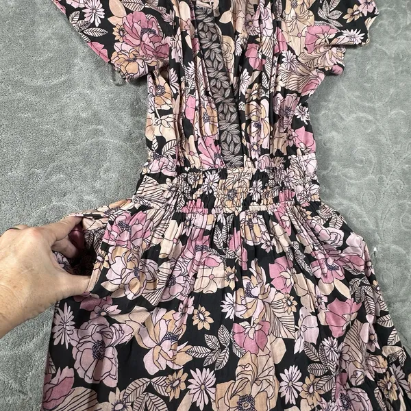 Natural Life Bella Maxi Dress Small Pink Floral Boho Festival Hippie Pockets - Image 6