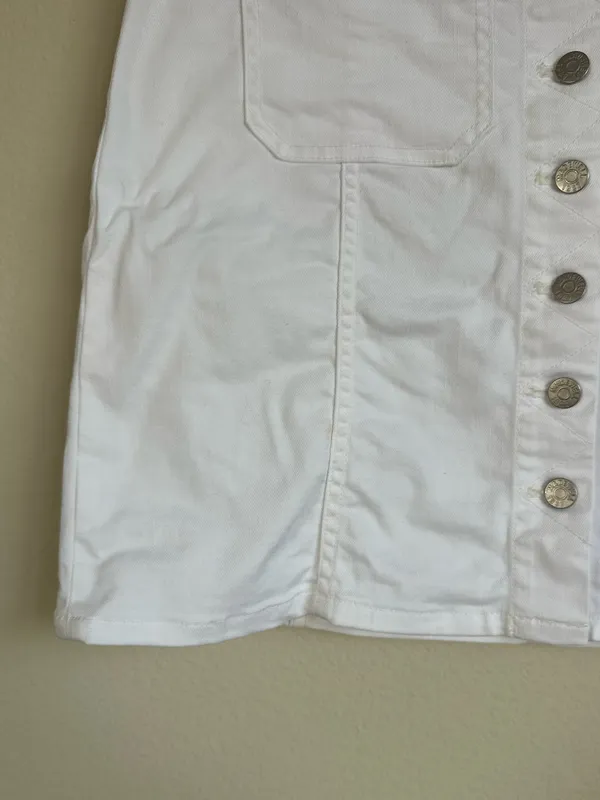 Madewell White Denim Button Front Skirt - Image 8
