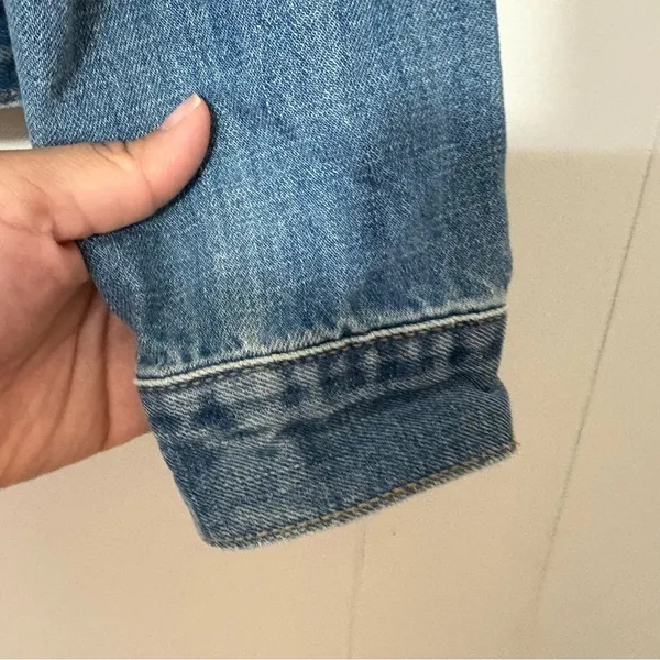 Abercrombie & Fitch Denim Jean Jacket Womens S Blue Distressed Classic - Image 4