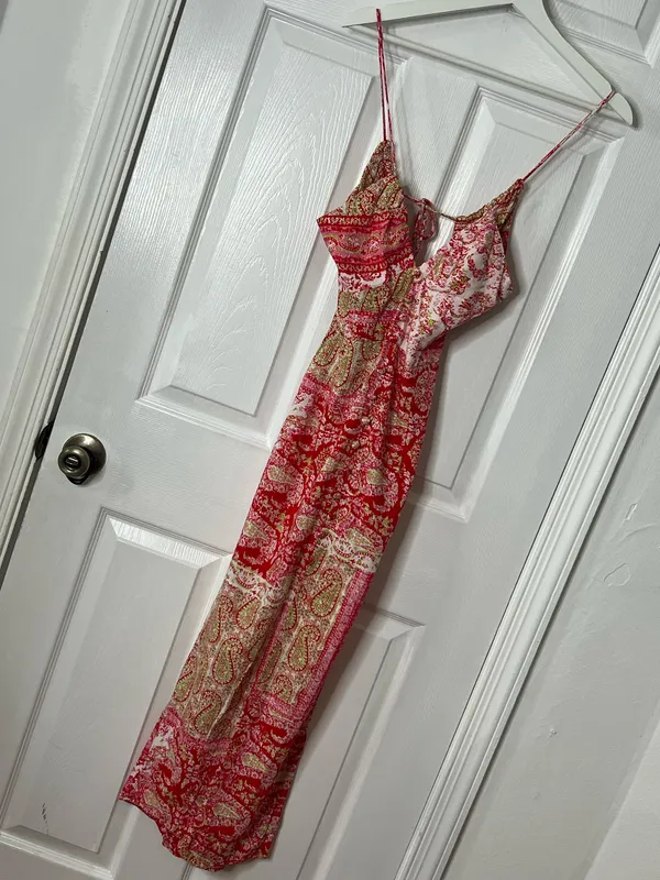 Zara Paisley Slip Midi Dress Front Slit Boho Beachy Coquette Festival Summer Size S - Image 3