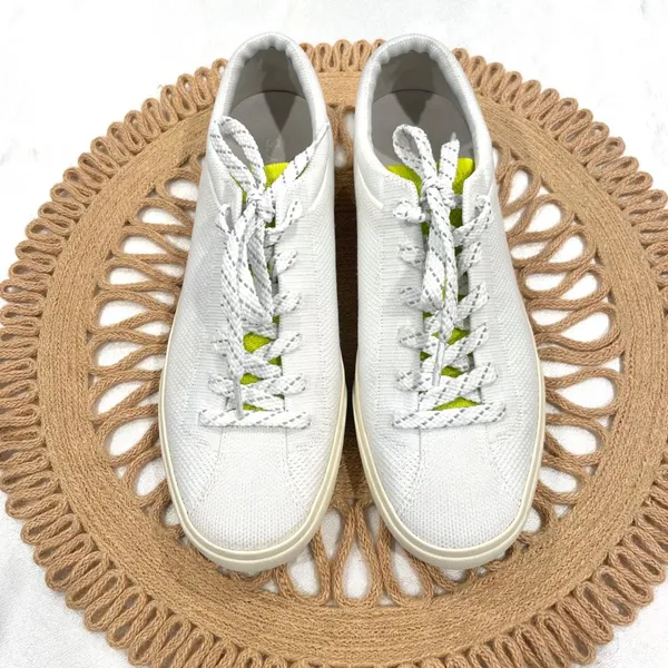 Rothy's The Lace Up Sneaker Chartreuse White Knit Size Women's 9 - Image 3