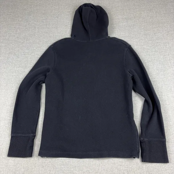 Lauren Ralph Lauren Sweater Womens S Black Cotton Hooded V Neck Side Zip Knit - Image 9