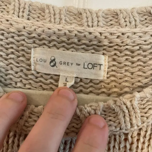 Lou & Grey & LOFT Sweater Womens LARGE Multicolor Chunky Knit Striped Pullover - Image 4
