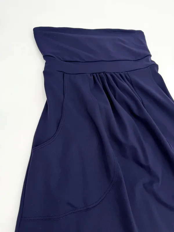 Susana Monaco Dress Womens XS Navy Blue Pleated Strapless Pocket Tube Minidress - Image 9