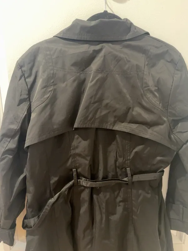 Jessica Simpson Black Ruffle Front Belted Trench Coat Plus Size 1X - Image 6