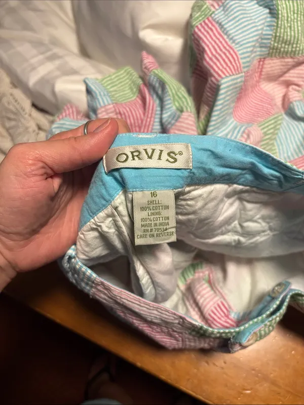 Orvis Pastel Patchwork Seersucker Women’s Shorts - Image 3