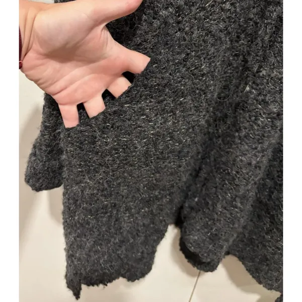 Free People Oversized Duster Cardigan M Gray Boho Fuzzy Alpaca Boucle Slouchy - Image 3