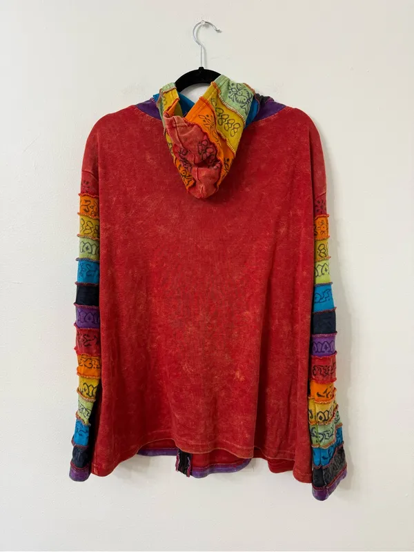 {L/XL} Greater Good Patchwork Rainbow Zip Jacket Red Size L - Image 7