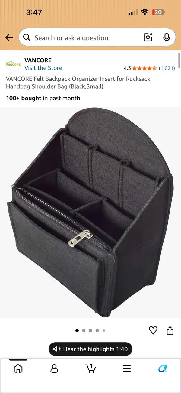 Amazon NWOT Felt Backpack Organizer - Image 2