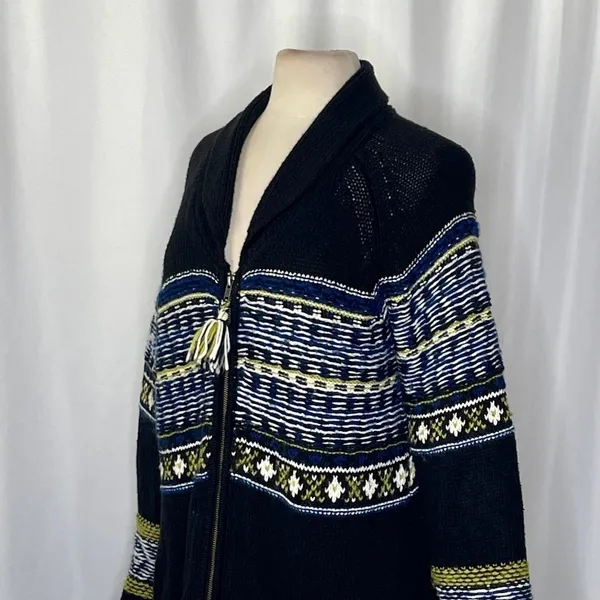 Anthropologie SPARROW Batley Fairisle Black Cardigan Sweater Fair Isle Large - Image 5