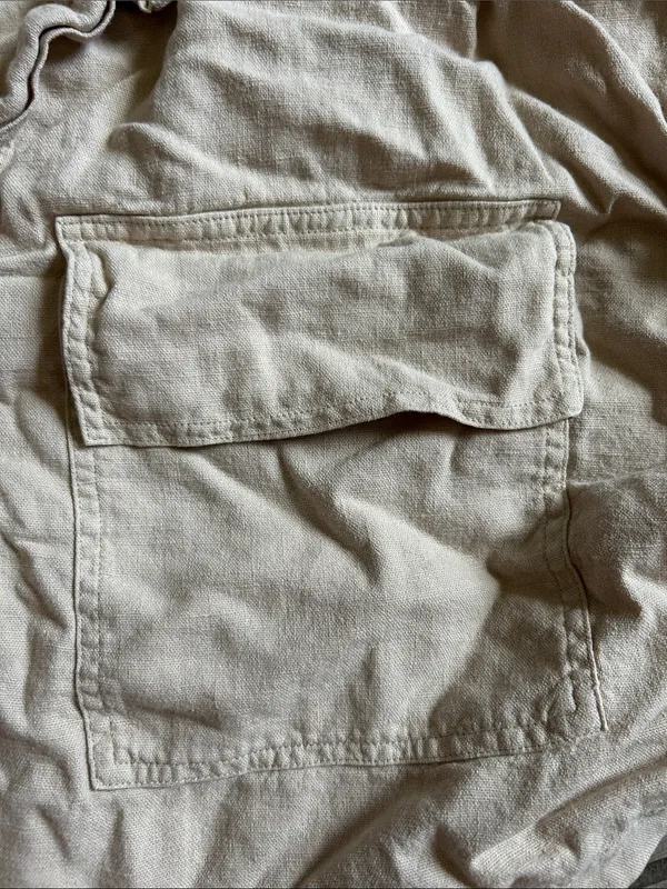 Marc New York Beige Cropped Utility Short Sleeve Shirt - Image 3