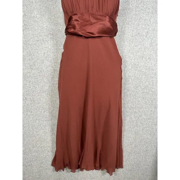 NWT Vintage 90s Y2K Nicole Miller Womens Dress Size 8 Silk Brown Prom‎ Cocktail - Image 4
