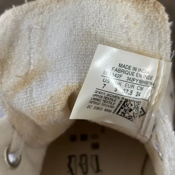 Converse All Star‎ Low Top Textured Sneakers Women's Sz 7 White Casual - Image 8