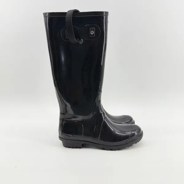 Itasca Womens Black Glossy Waterproof Rubber Rain Boots Size 9 Tall Utility - Image 2