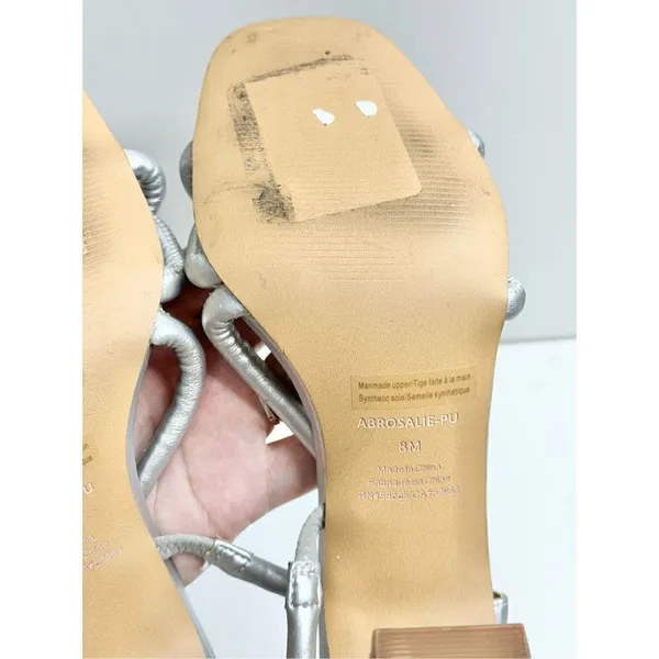 Abound Rosalie Silver Metallic‎ Strappy Block Heel Sandals Square Toe Size 8M - Image 7