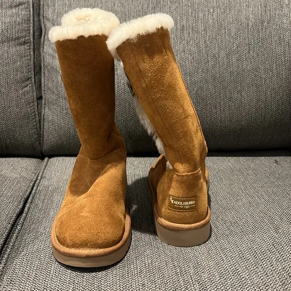 Koolaburra Tan Suede Winter Boots with Button Accents Size 7 - Image 6