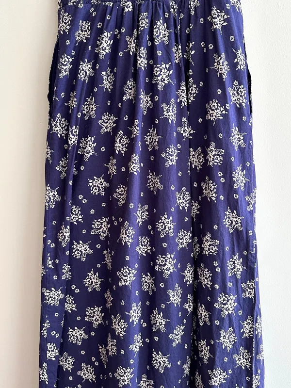Patrons of Peace Floral Ribbon Tie Smocked Back Midi Dress, Blue, Size Small - Image 12