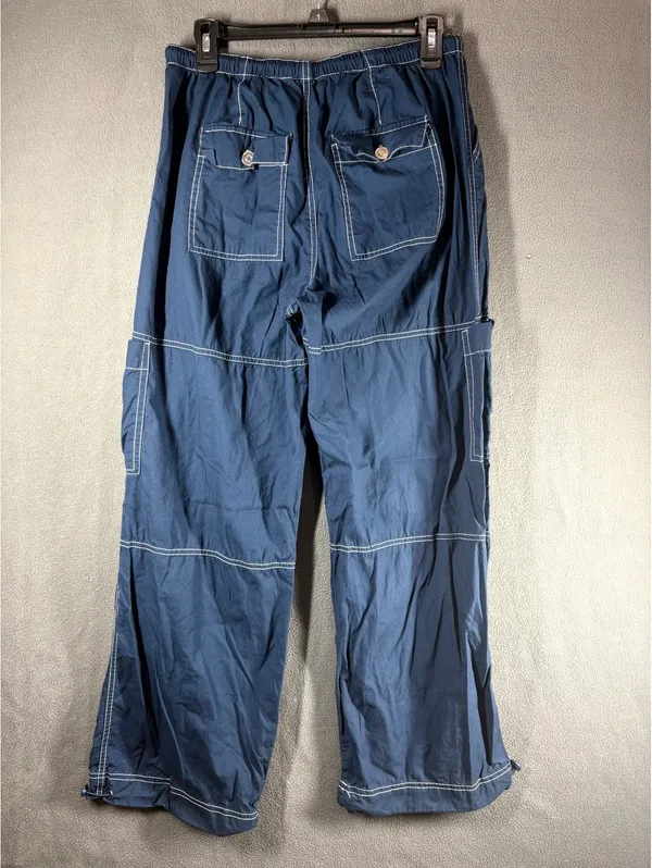 Faded Rose M Cargo Pants Drawstring Elastic Waist Wide Leg Utility Cotton Blend - Image 3