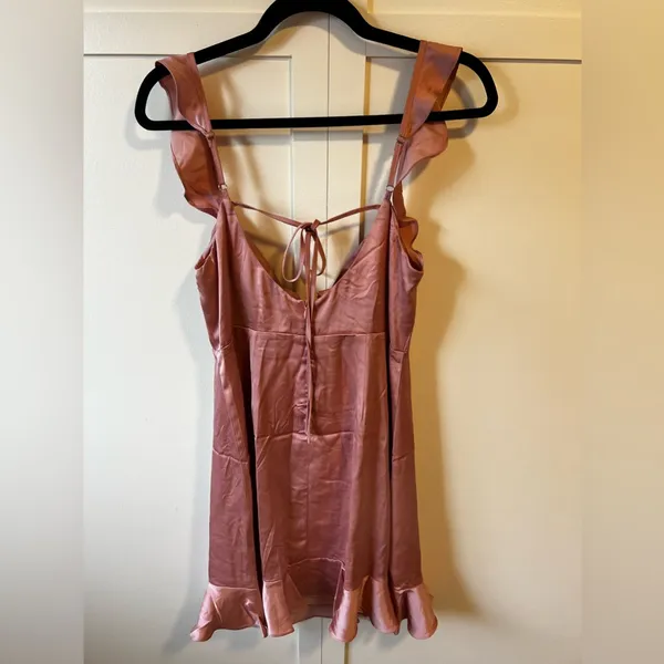 ASTR The Label Marla‎ Flutter Strap Satin Mini Dress NWOT Pink Rose Size L - Image 8