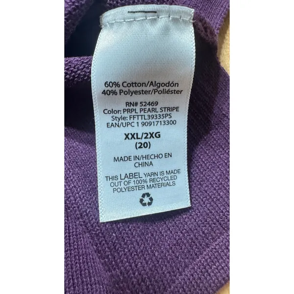Time and Tru Womens Talking Sweater Purple Pearl Stripe XXL 20‎ New - Image 4