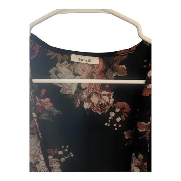 TeenBell Black Floral Kimono Blouse - Image 3