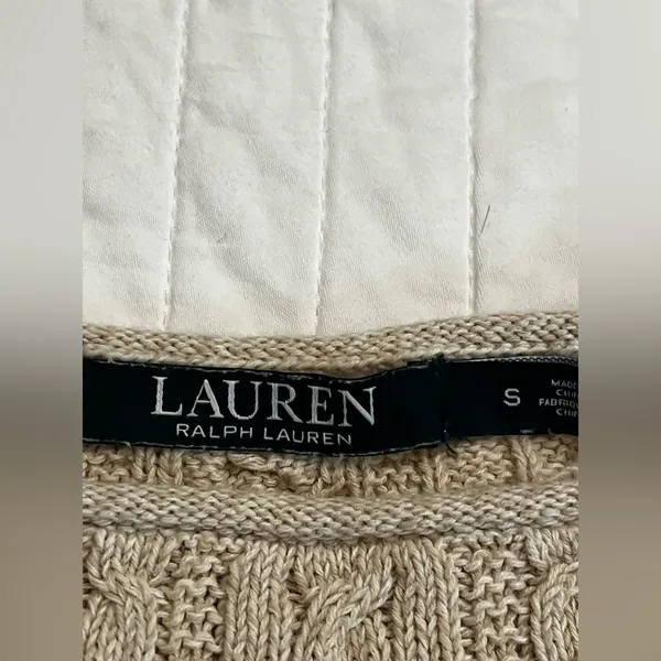 Lauren Ralph Lauren cable knit sweater in tan - Image 6