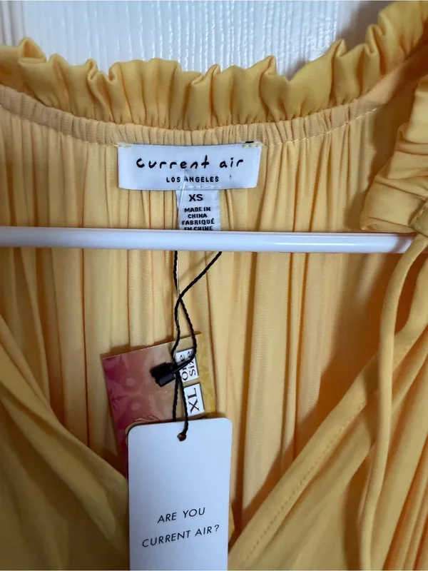 NWT Current Air Los Angeles Stripe Pleated Mini Marigold Tiered Dress XS - Image 4