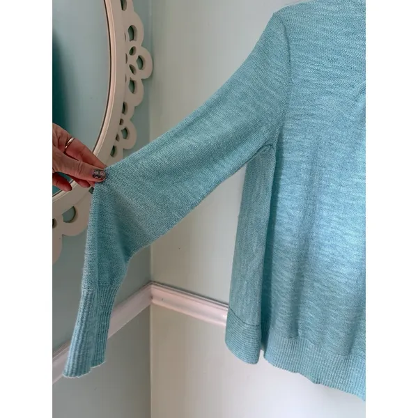 Lilly Pulitzer Open Front Cardigan Womens M‎ Turquoise Blue Aqua Knit - Image 5