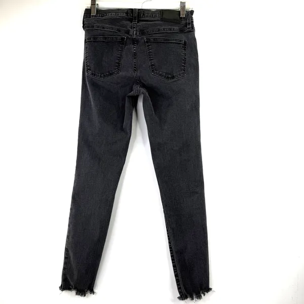 Madewell Women's Black 9" Mid-Rise Skinny Raw Hem Jeans Size 27 - Image 3