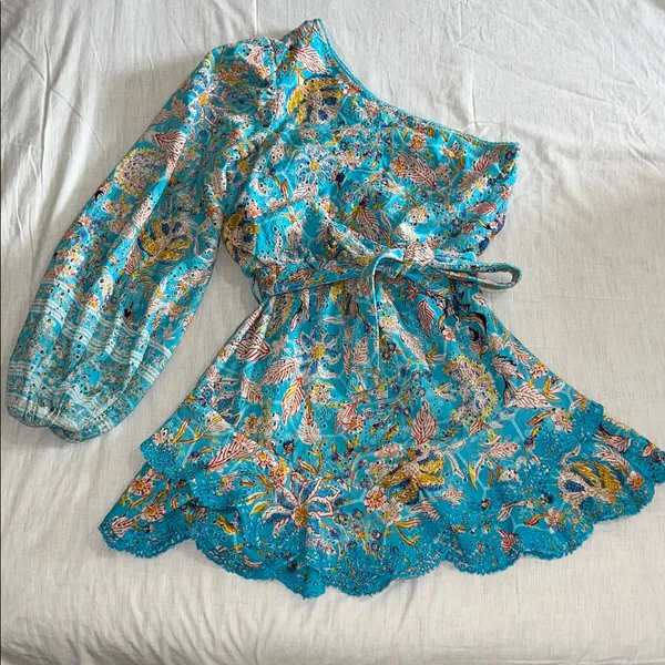 Hemant and Nandita One Shoulder Dress Eyelet Size XS Mini Dress - Image 13