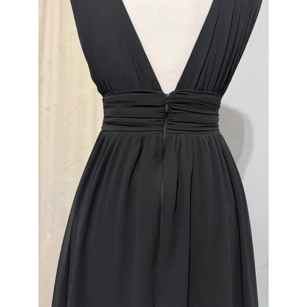 Lulus Maxi Dress XS Heavenly Hues Black Deep V-Neck Side Slit Gown Prom Romantic - Image 16