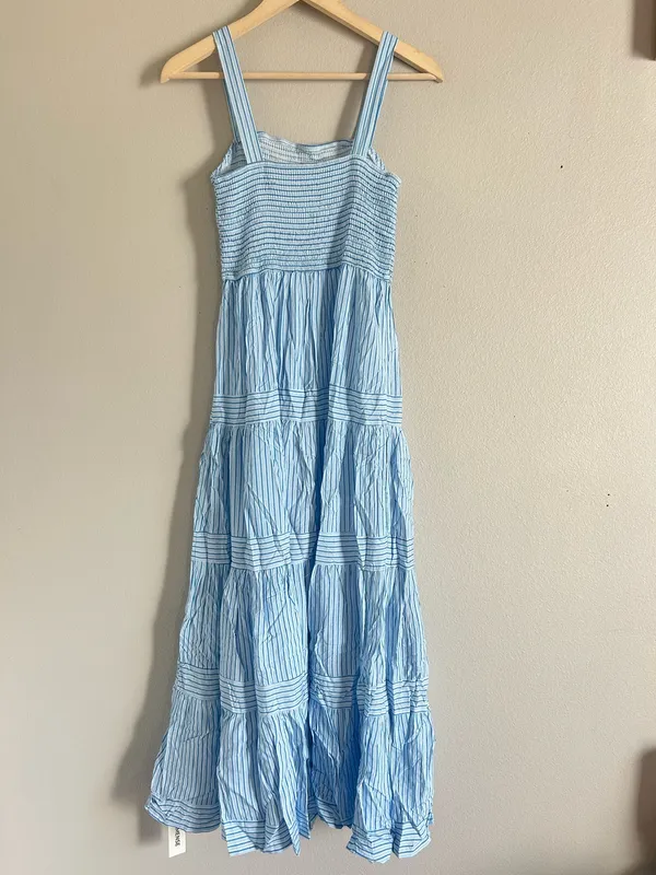 Commence Blue and White Striped Maxi Summer Dress small NWT - Image 3