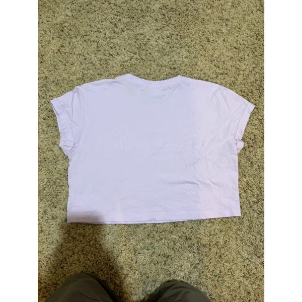 Gymshark Size M Lifting Club Legacy Crop Top Boxy Graphic Tee Shirt Faded Lilac - Image 7