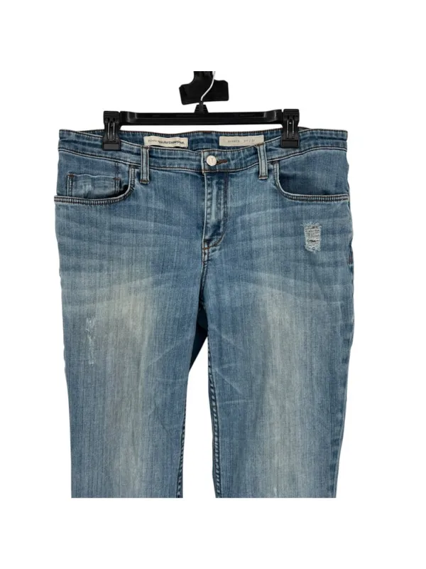 Pilcro Hyphen Cuffed Distressed Cropped Blue Jeans Size 31 Boho Festival Chic - Image 2