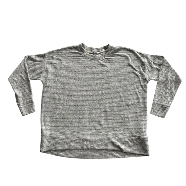 Aerie Oversized Long Sleeve Crew Neck Top Sweater Striped Size S Grey Layering - Image 2